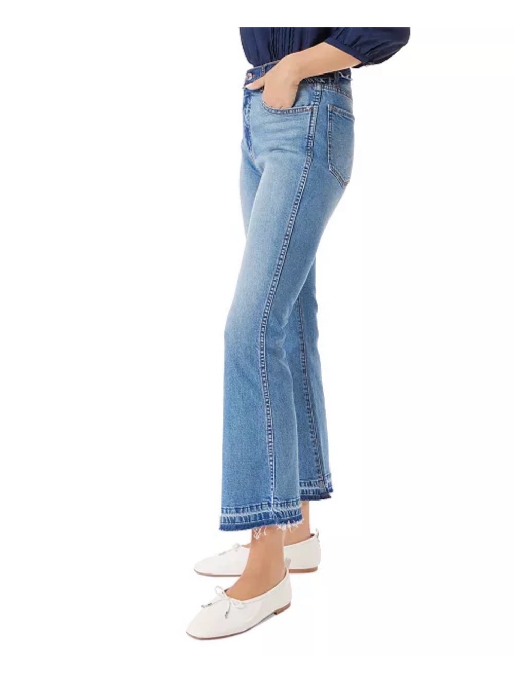 Sam Edelman Cropped Straight Jeans in Light Blue Wash